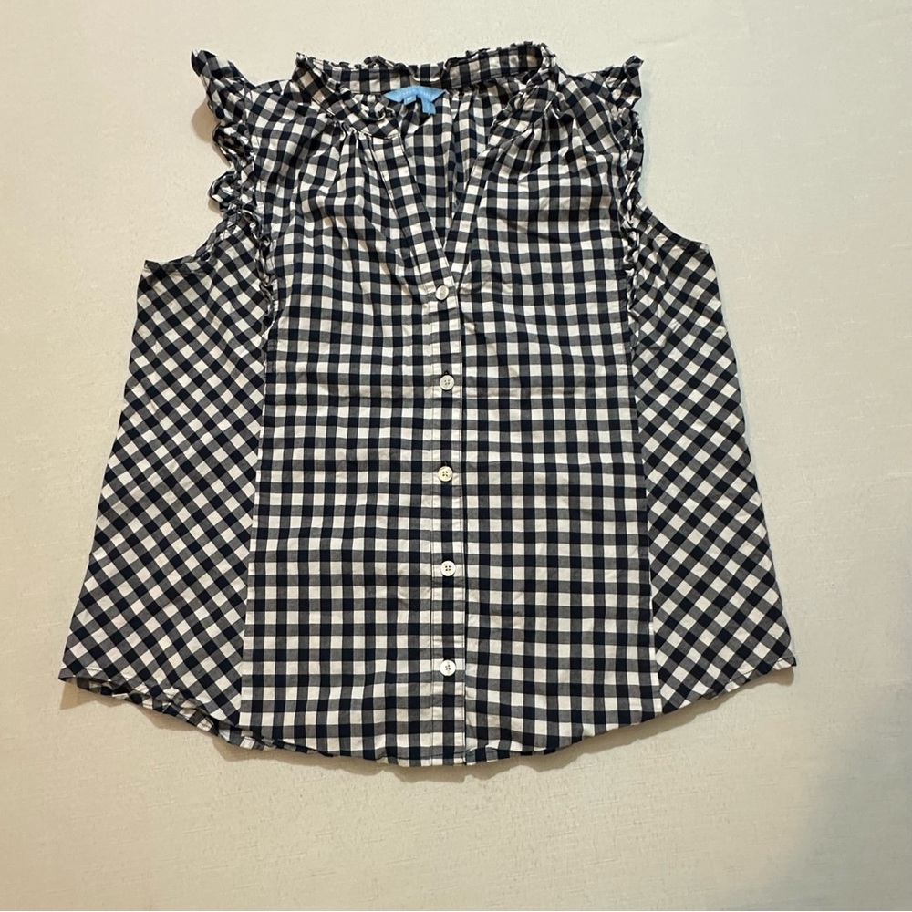 Draper James Gingham Ruffle Sleeveless Top Size M